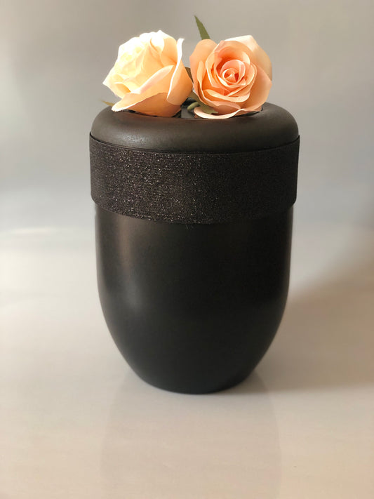 Aschekapsel Band schwarz Glitzer