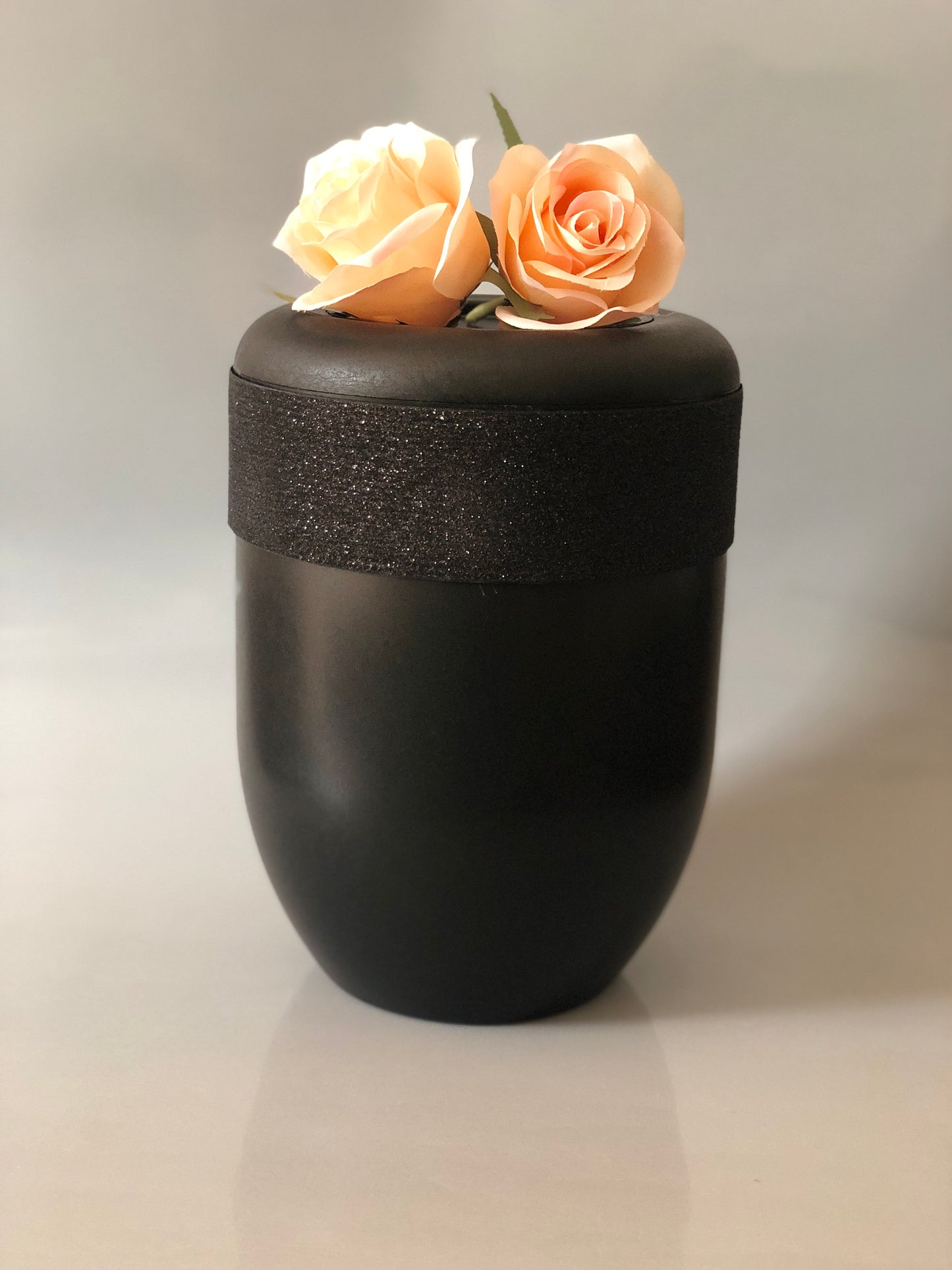 Aschekapsel Band schwarz Glitzer