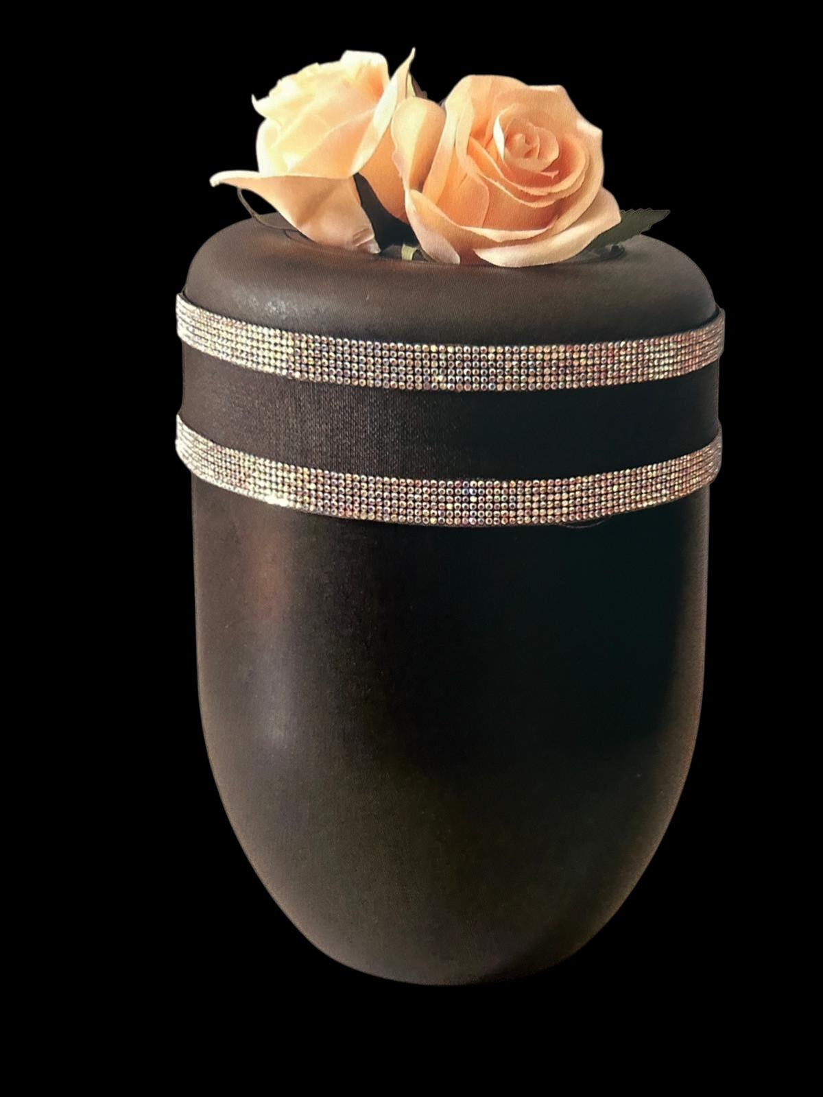 Aschekapsel Band schwarz mit Glitzerbordüre